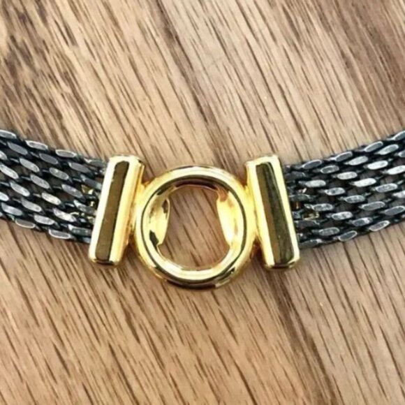 Elegant Gold and Silver Mesh Necklace - Picture 2 of 2